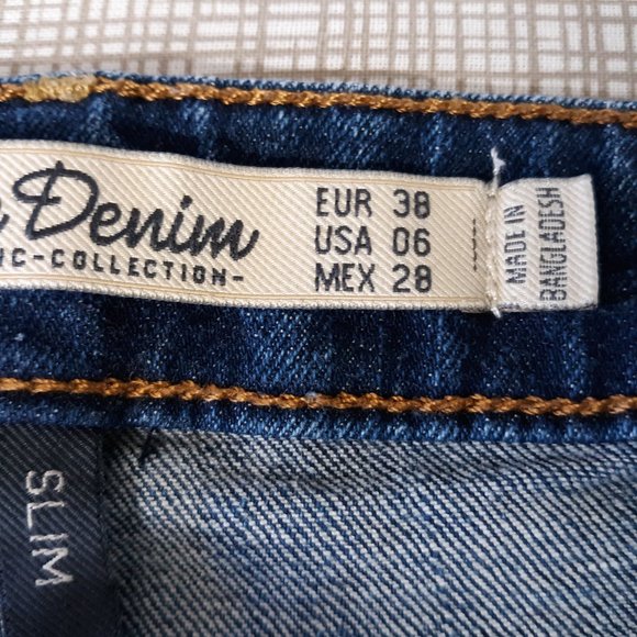 ZARA Women's Core Slim Jeans Size 6 Trafaluc Medium Wash Blue Denim Low Rise - Picture 9 of 14